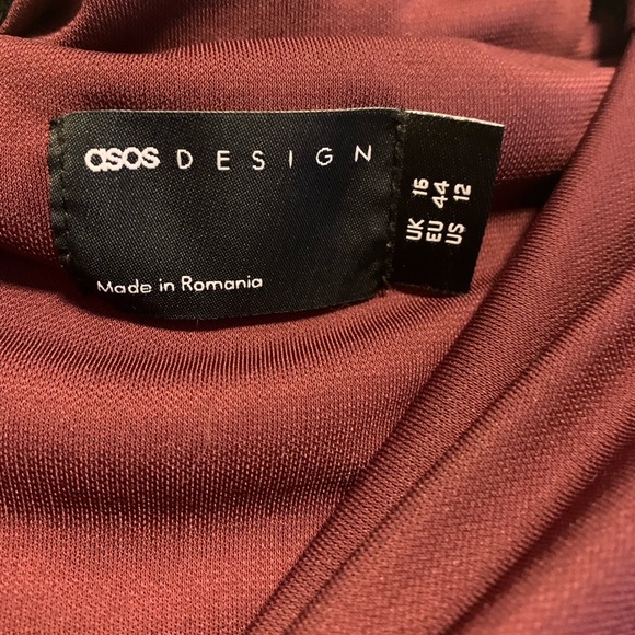 ASOS Design High-Neck Drape Cut Out Midi Dress size 12 "Plum" - Picture 13 of 14